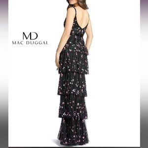 Mac Duggal tiered beaded floral gown (Style 9062)